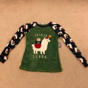 secret treasures christmas llama top with tags